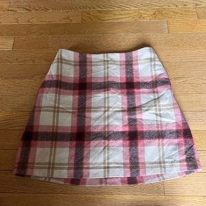 Aritzia Wilfred Renée pink and white plaid mini skirt